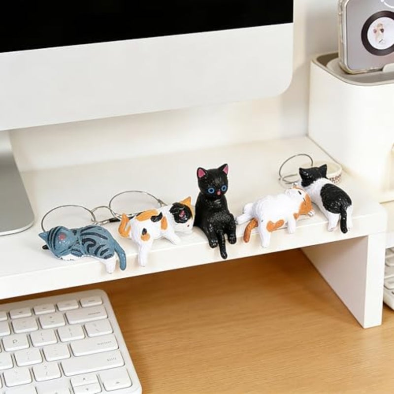 5 Pcs Cute Cat Car Interior Accessories Dashboard Decorations Funny Mini Resin Cat Figurines Rear View Mirror Ornament for Car Desk Decorations Decor Home Garden - Image 3