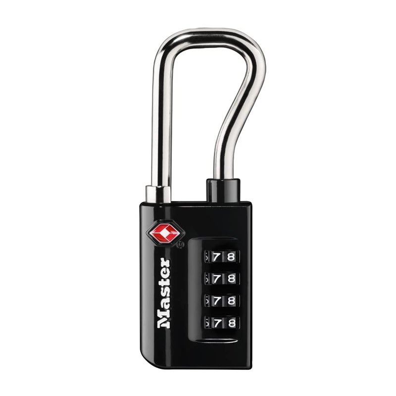 Master Lock Padlock, Set Your Own Combination TSA Accepted Luggage Lock, 1-5/16 in. Wide, 4696D, Black - Image 1
