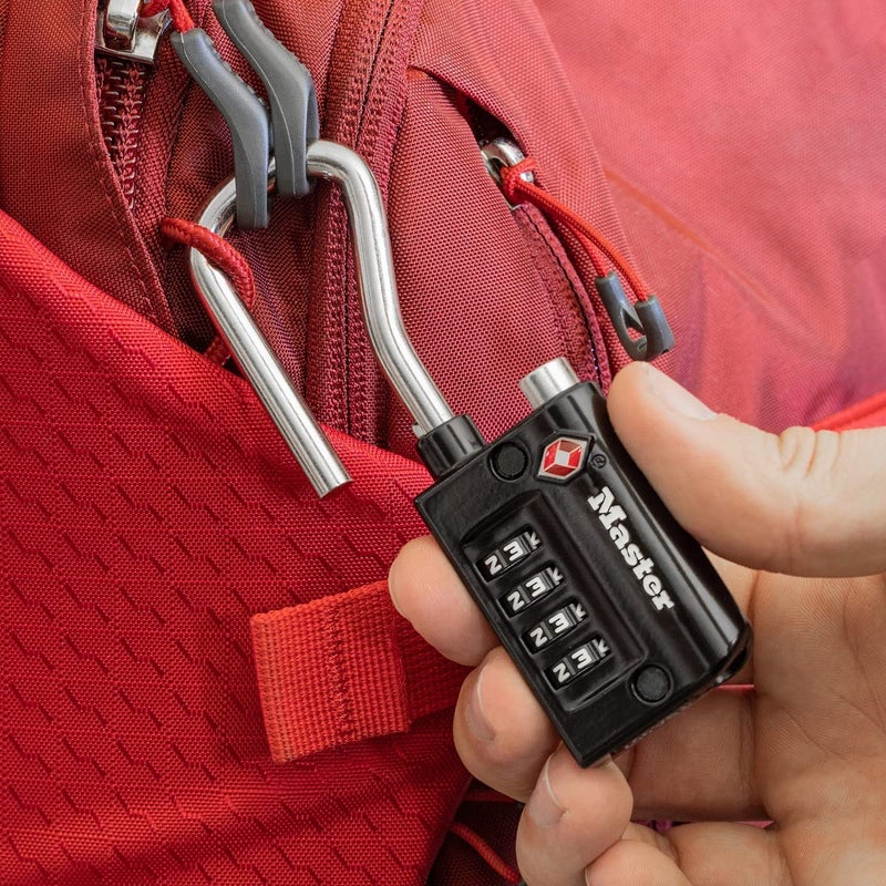 Master Lock Padlock, Set Your Own Combination TSA Accepted Luggage Lock, 1-5/16 in. Wide, 4696D, Black - Image 4