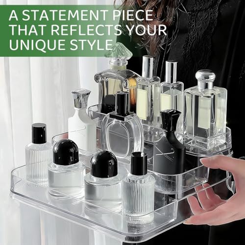 MAYCREATE® Perfume Display, 3 Tier Clear Acrylic Riser Shelf for Perfume with Fences, Cupcake, Gemstones, Curio, Anime Figurines, Skin Care Products for Organization and Decor - Image 5
