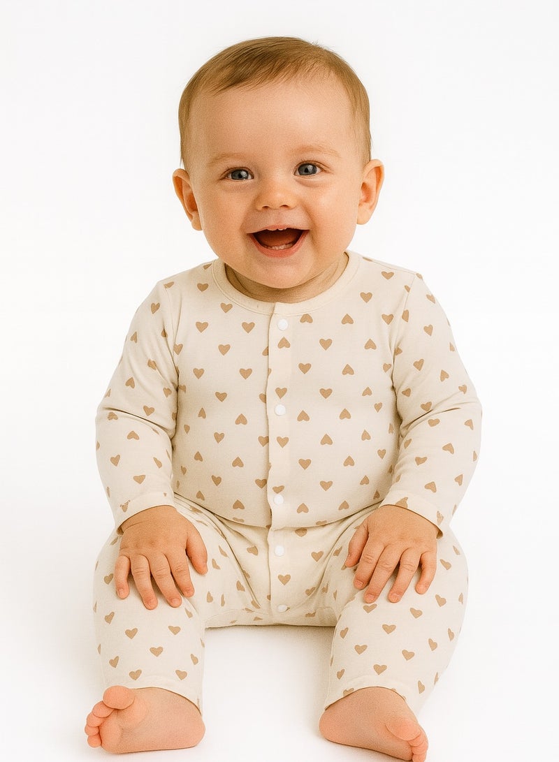 Baby Romper - Lyocell Blend Half Sleeve & Knee-Length Bodysuit, Front Snap Closure, Breathable for AC Weather - For 6–24 Months  - Image 1