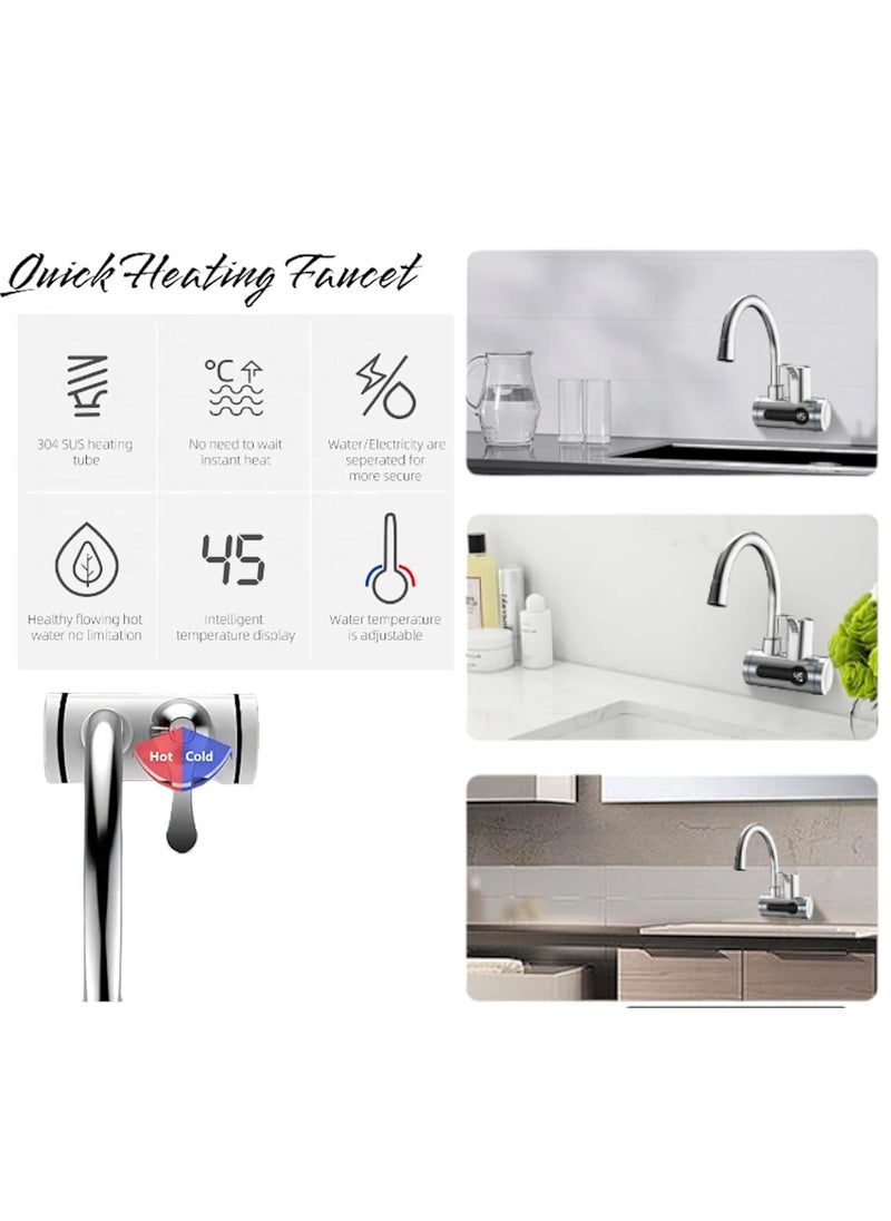 Black Hiran Instant Electric Water Heater Faucet Tap Hot Tap HomeKitchen Water Heating Instantaneous Water Heater Tank less for TapLED Electric Head Water Heaters For Home Kitchen 3000W  - Image 3