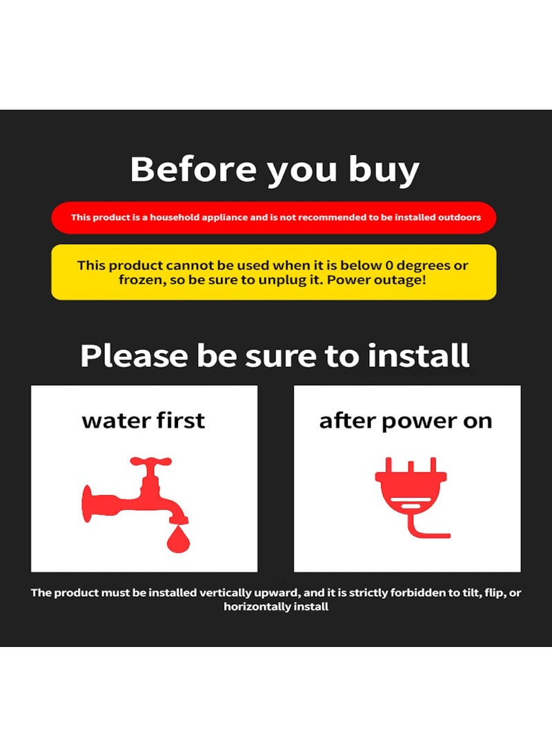Black Hiran Instant Electric Water Heater Faucet Tap Hot Tap HomeKitchen Water Heating Instantaneous Water Heater Tank less for TapLED Electric Head Water Heaters For Home Kitchen 3000W  - Image 5