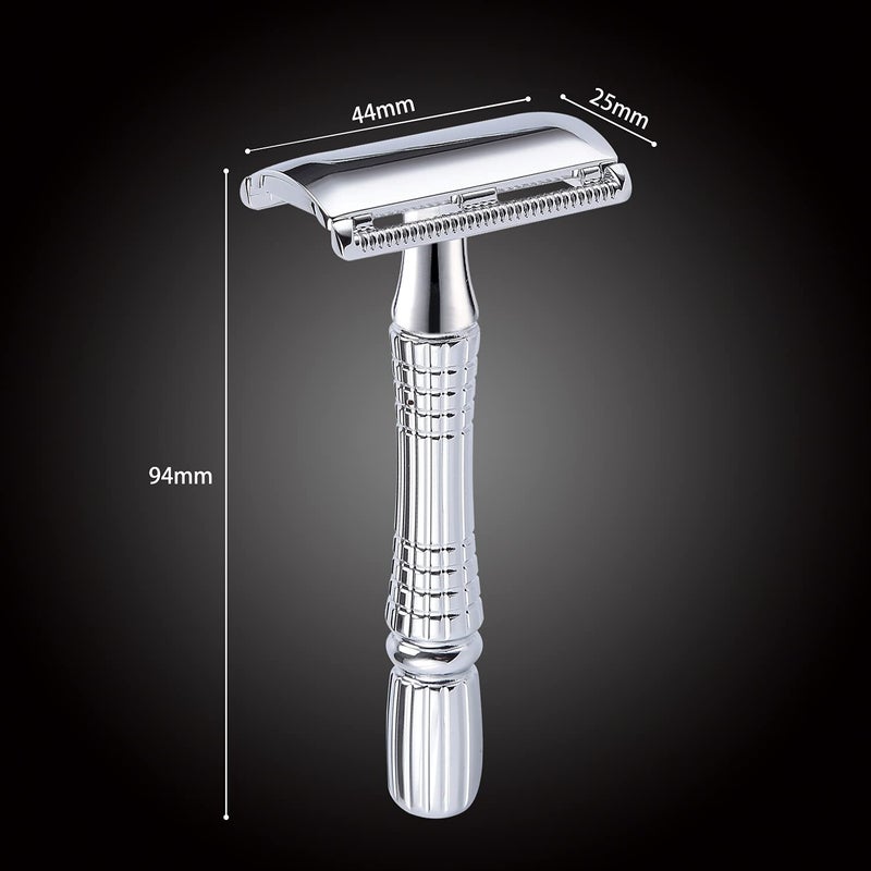 BAILI Classic 3-Piece Double Edge Safety Razor Wet Shaving for Men Women with Platinum Blade and Mirrored Travel Case BD176 - Image 4