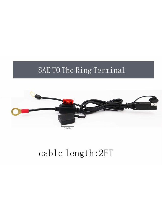 iMESTOU Motorcycle Solar SAE Quick Disconnect Extension Cable Adapter, Ring Terminal Harness with Black Fused 2-Pin Quick Disconnect Plug to Solar Panel, Power Supply, Motorcycle/Motorbike/Car (2pcs) - Image 2