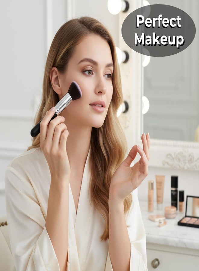 xozeooeu 15 Pcs Makeup Brushes, Synthetic Flat Top Foundation Brush Set For Liquid, Cream, Powder, Blending, Buffing, Blush, Concealer, Black Cosmetics Brush Kit - Image 3