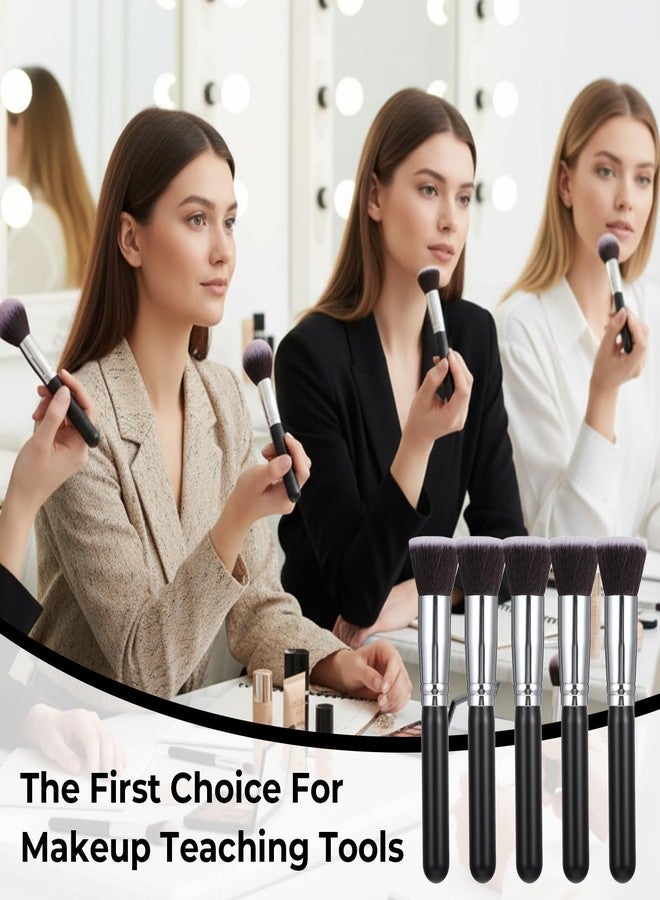 xozeooeu 15 Pcs Makeup Brushes, Synthetic Flat Top Foundation Brush Set For Liquid, Cream, Powder, Blending, Buffing, Blush, Concealer, Black Cosmetics Brush Kit - Image 4