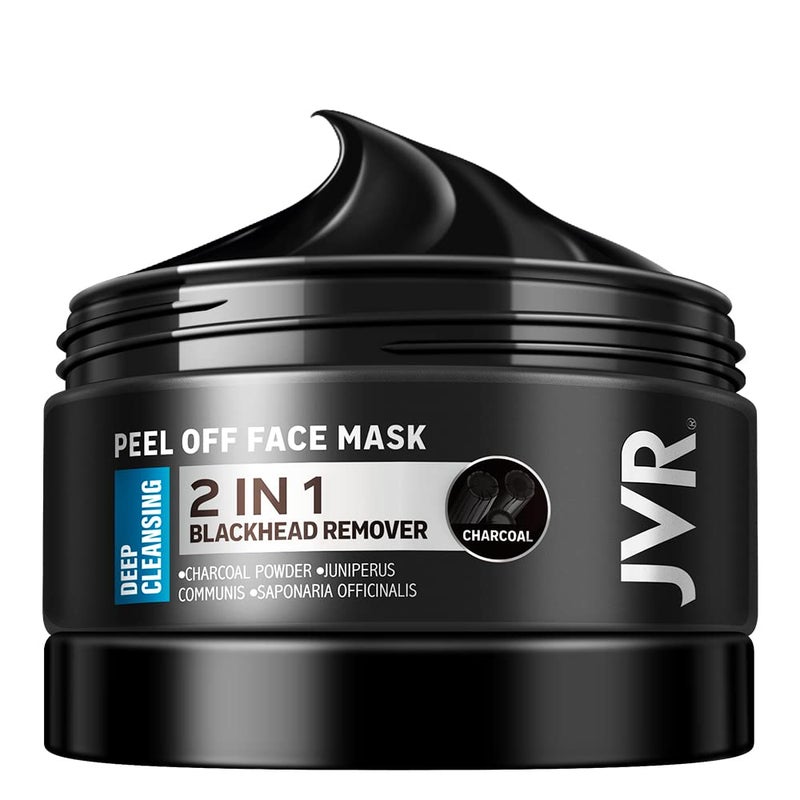 JVR Peel Off Face Mask Blackhead Remover Mask for Men Charcoal Peel Off Black Mask Facial Mask Purifying and Deep Cleansing for All Skin Types 423 OZ