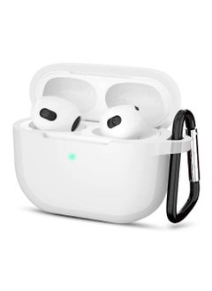 Protective Case Skin Cover with Keychain and Lock for Apple Airpods 3 Case Women Men White