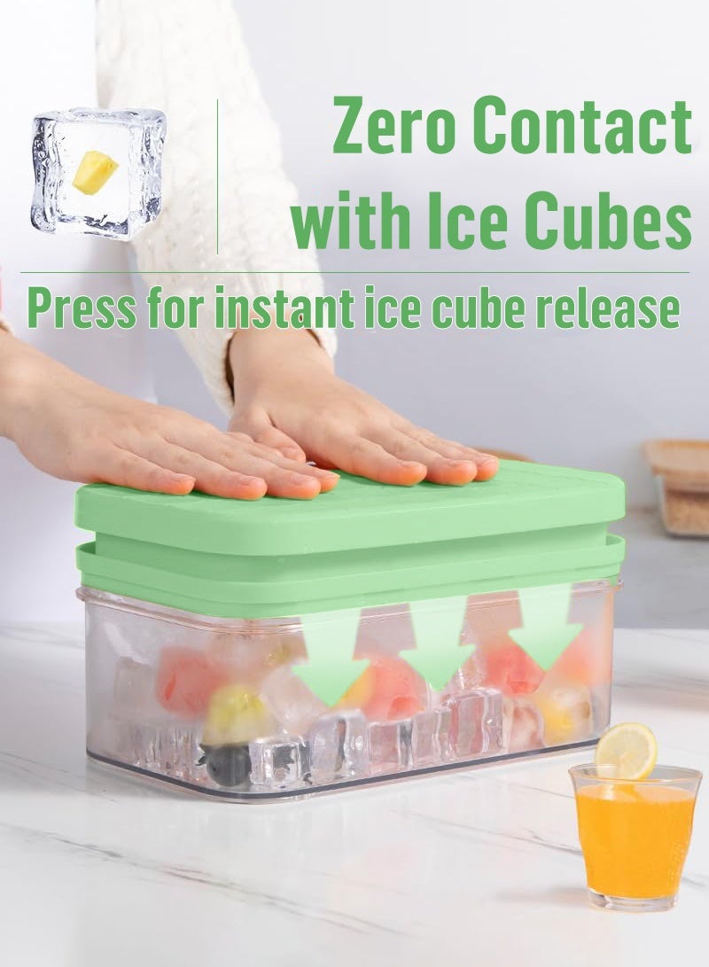 ACHAS Upgrade 2 Pack Ice Cube Tray with Lid & Bin & Scoop, Ice Cube Mold Stackable with 56 Cubes for Freezer with Easy-Release Silicone Bottom, for Drinks, Coffee, Cocktail, Food - Green - Image 4