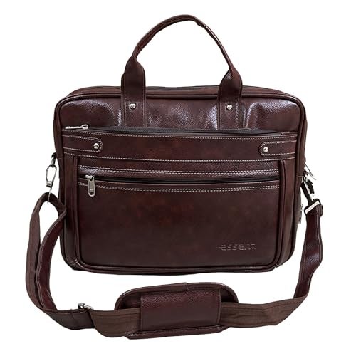 ESSENT Leather Bag for Men – Stylish Office Bag | Premium Laptop Bag for Man | Office Bag for Man with Adjustable Strap & Compartments | Laptop bags – Fits 15.6" Laptop (Brown) - Image 1