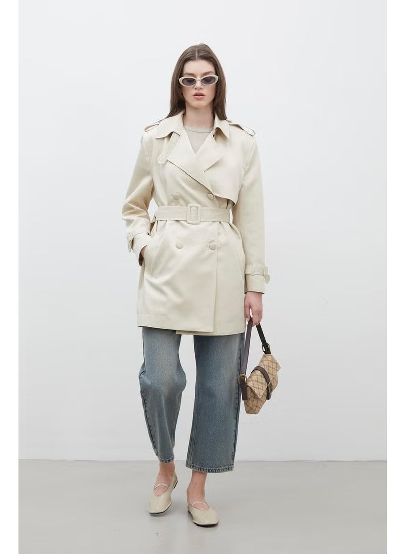 Manuka Chelsea Double Breasted Trench Coat Beige - Image 2
