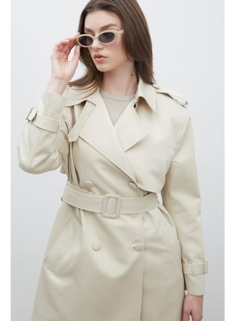 Manuka Chelsea Double Breasted Trench Coat Beige - Image 5