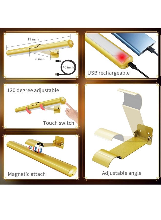 Wireless LED Picture Light, 4400mAh Battery Rechargeable Painting Wall Sconces, 3 Color Adjustable &Timer with remote, Display Lamp for Picture Frame Art Gallery Cabinet Mirror（Gold）  - Image 3