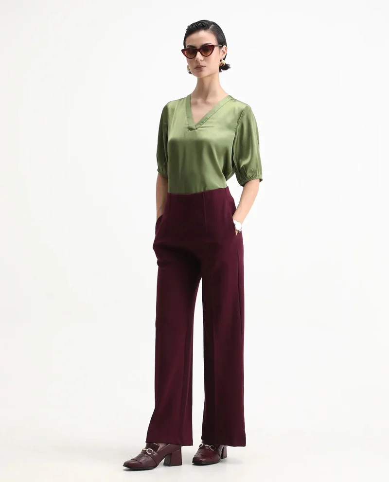 Rareism Women's V Neck Plain Top