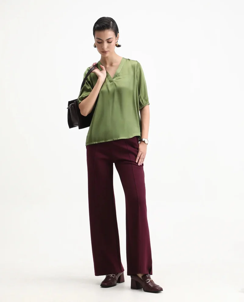 Rareism Women's V Neck Plain Top