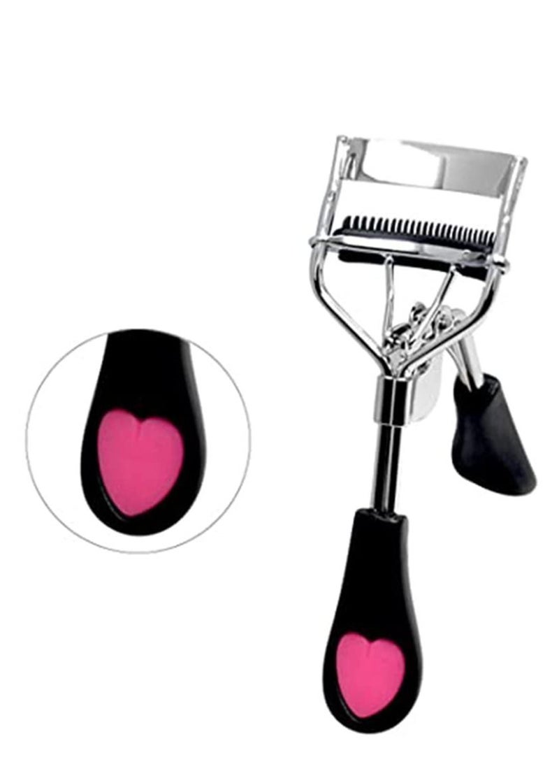 SYOSI مكبس رموش، مشبك تجعيد الرموش مع مشط مدمج أداة تجعيد الرموش مع فرشاة صغيرة أفضل مكبس رموش مع فاصل رموش وسادات إعادة تعبئة محمولة مدمجة لمكياج (أسود) - Image 4