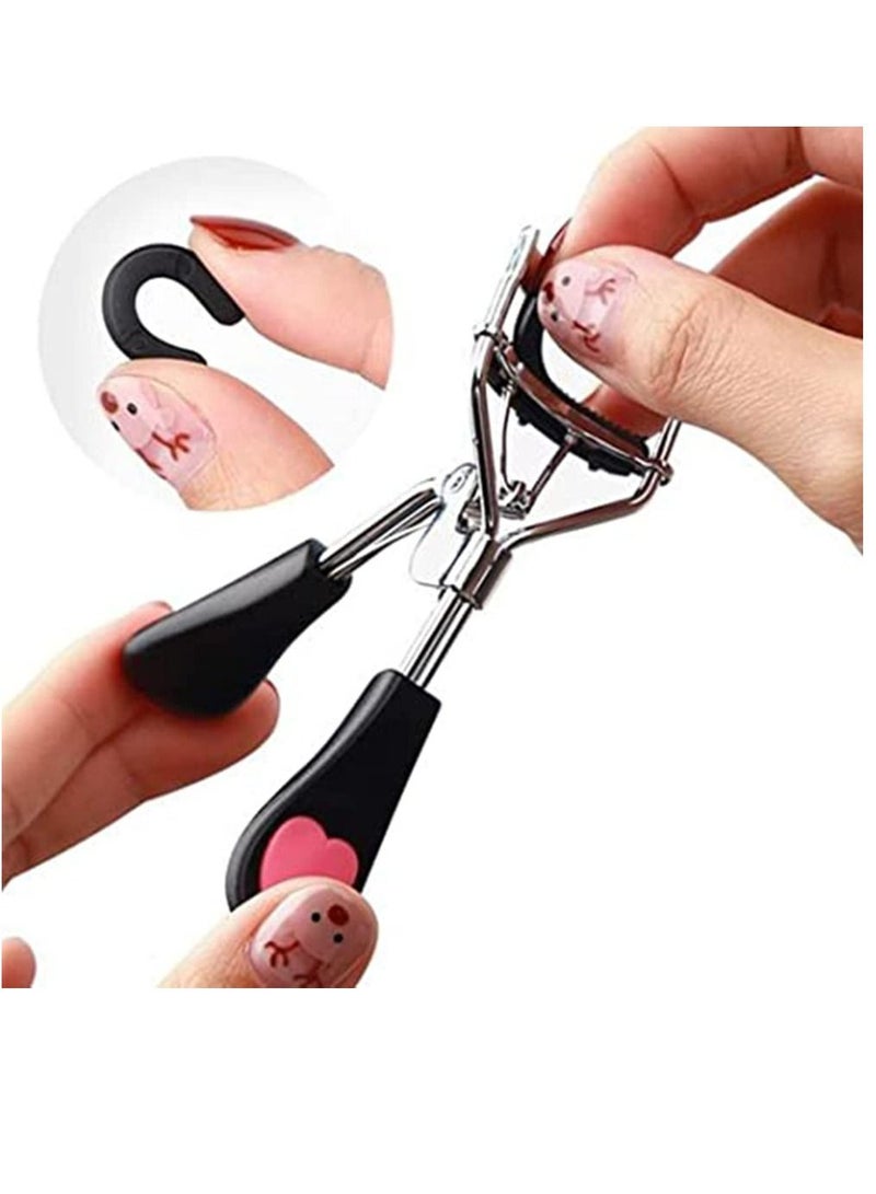 SYOSI مكبس رموش، مشبك تجعيد الرموش مع مشط مدمج أداة تجعيد الرموش مع فرشاة صغيرة أفضل مكبس رموش مع فاصل رموش وسادات إعادة تعبئة محمولة مدمجة لمكياج (أسود) - Image 3