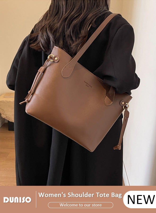 DUNISO Women's Shoulder Tote Bag Faux Leather Handbag for Women Large Capacity Messenger Bag, Fashionable Travel Shoulder Bag for Ladies Girls College Students - Image 1