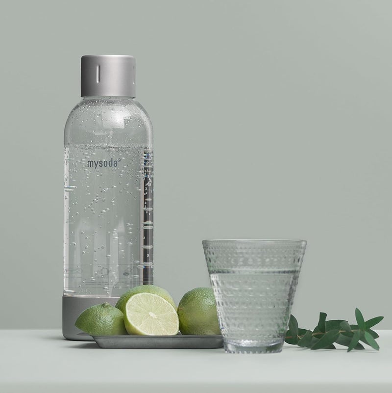 Mysoda Premium Carbonating Bottle 1L Silver - Compatible with and any brands - Quick-Lock Reusable Bottles - Lid and Base Made of Stainless Steel - BPA Free - Image 1
