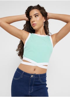 Contrast Detail Cutout Vest