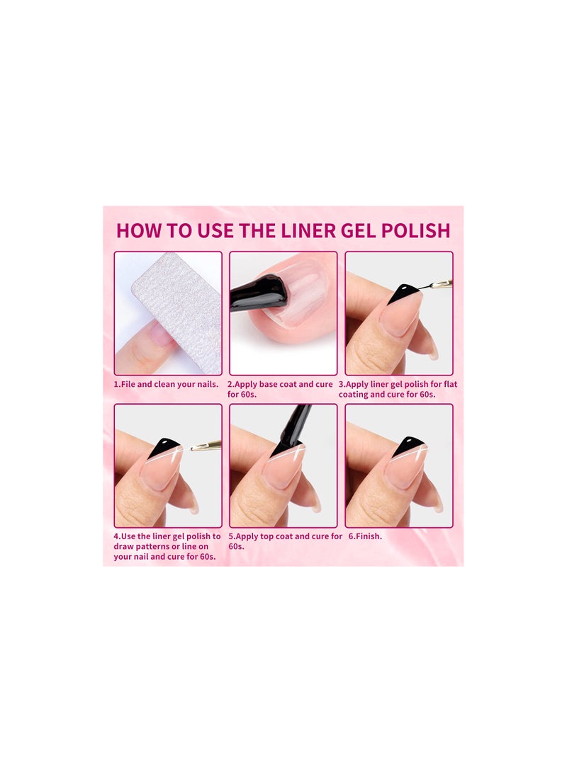 Pull Glue, Liner Gel Nail Polish Set Gel Nail Art Gel Paint for Nails Art Gel Liner Nail Art Nal Painting Liner Gel Polish Nail Paint Gel Polish Liner Design Gel Nail Polish Set for Women -12 Colors - Image 4