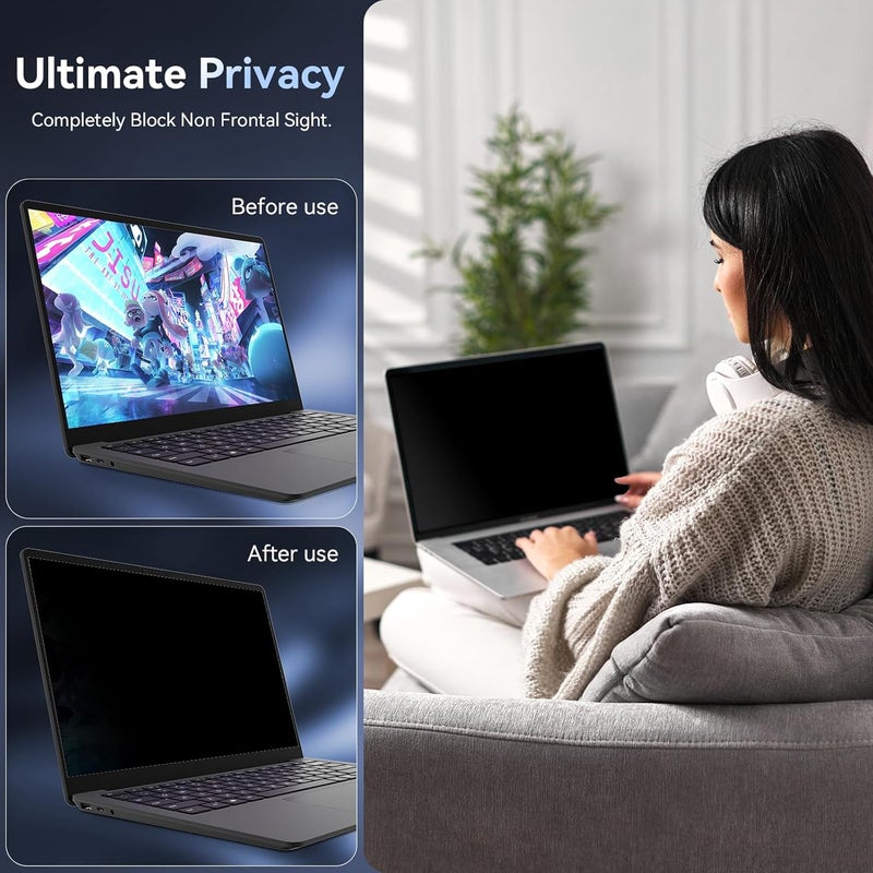 Protescreen 13.3 Inch Laptop Privacy Screen, Anti Glare Blue Light Privacy Filter, Removable Shield 13in Screen Protector 16:9 Aspect Ratio, Compatible with Lenovo/HP Envy/Dell/Acer/Samsung/Asus/Toshiba - Image 2