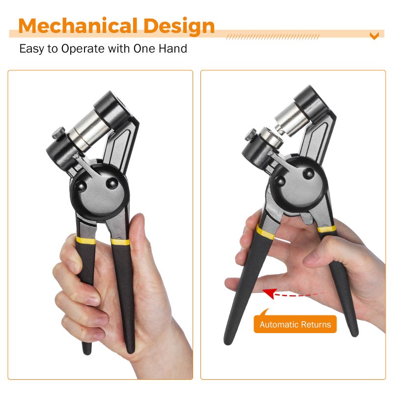 BEAMNOVA Grommet Tool Kit 8mm 10mm 12mm Hand Press Multi-Size Eyelet Pliers Kit with 900 Grommet Supplies & Hollow Hole Punch Tool Handheld Eyelet Setter for Tarp Leather Canvas - Image 2