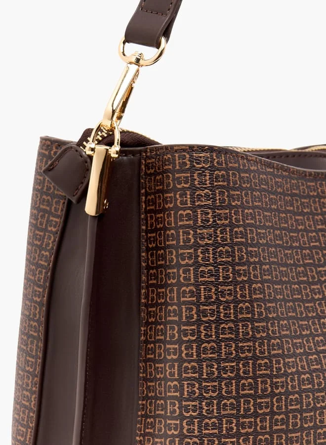 Flora Bella By Shoexpress Women Monogram Print Shoulder Bag with Adjustable Strap