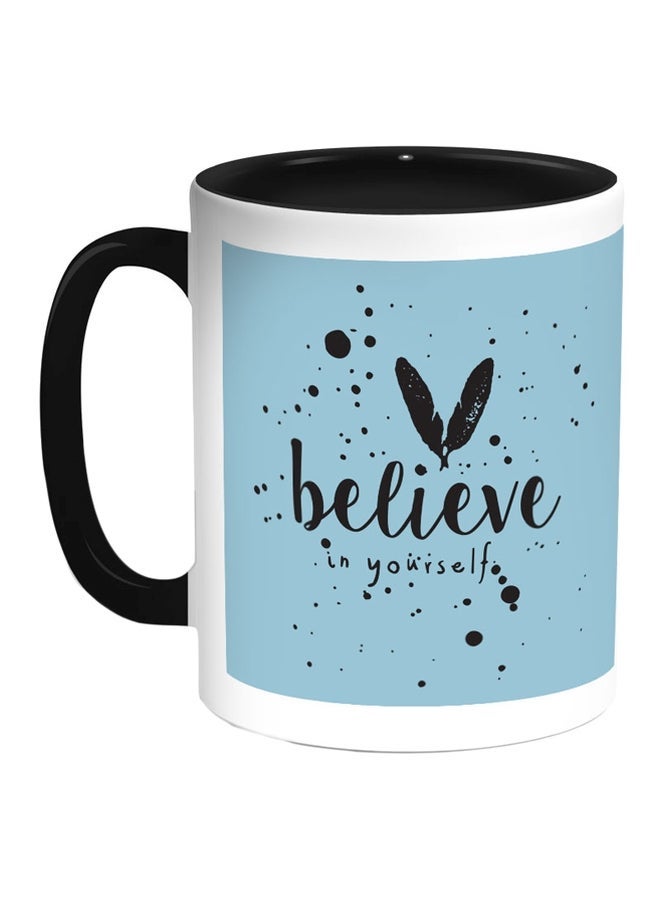 RYN Believe In Yourself Printed Coffee Mug Blue/White/Black 11ounce