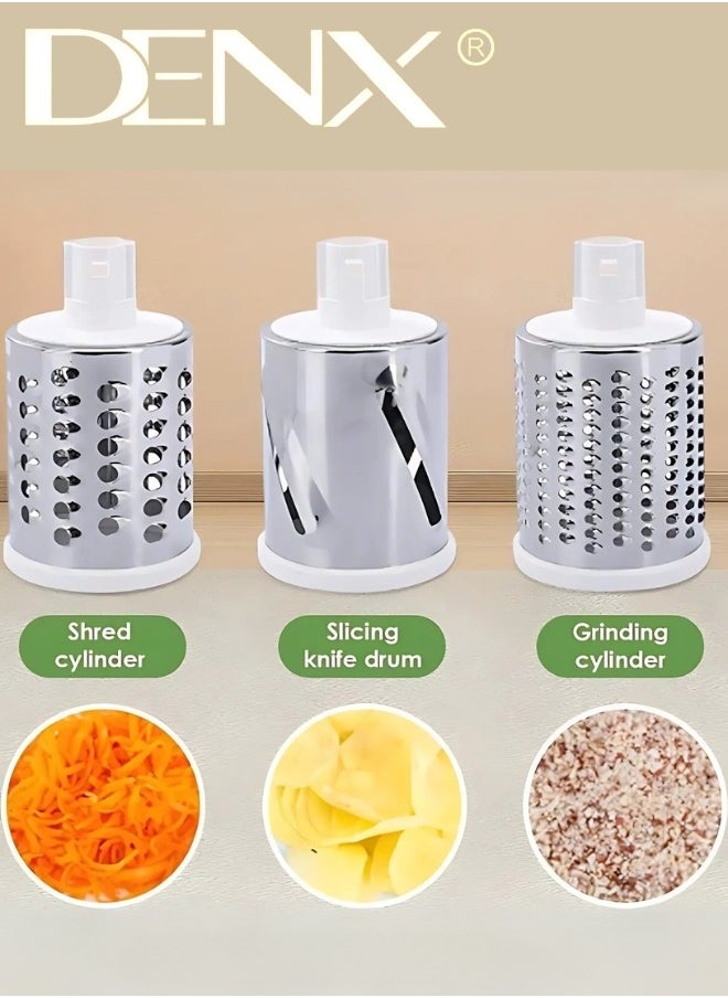 Denx - Multi-Function Rotary Grater Vegetable Cutter, Vegetable Grater and Food Chopper for Kitchen, Dishwasher Safe Suitable for Chopping Vegetables like Cucumber, Zucchini, Carrot, Potato. - Image 1