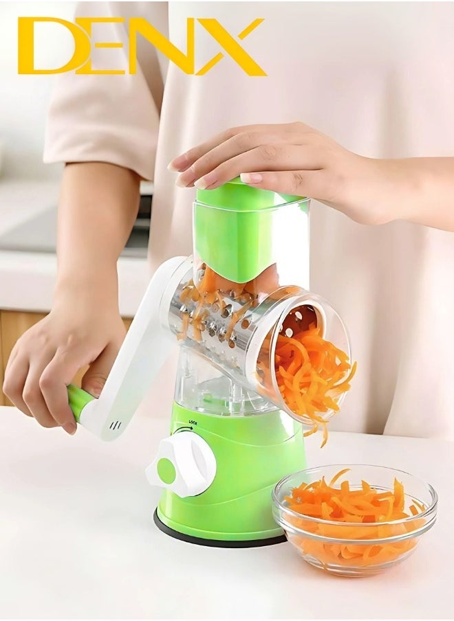 Denx - Multi-Function Rotary Grater Vegetable Cutter, Vegetable Grater and Food Chopper for Kitchen, Dishwasher Safe Suitable for Chopping Vegetables like Cucumber, Zucchini, Carrot, Potato. - Image 1