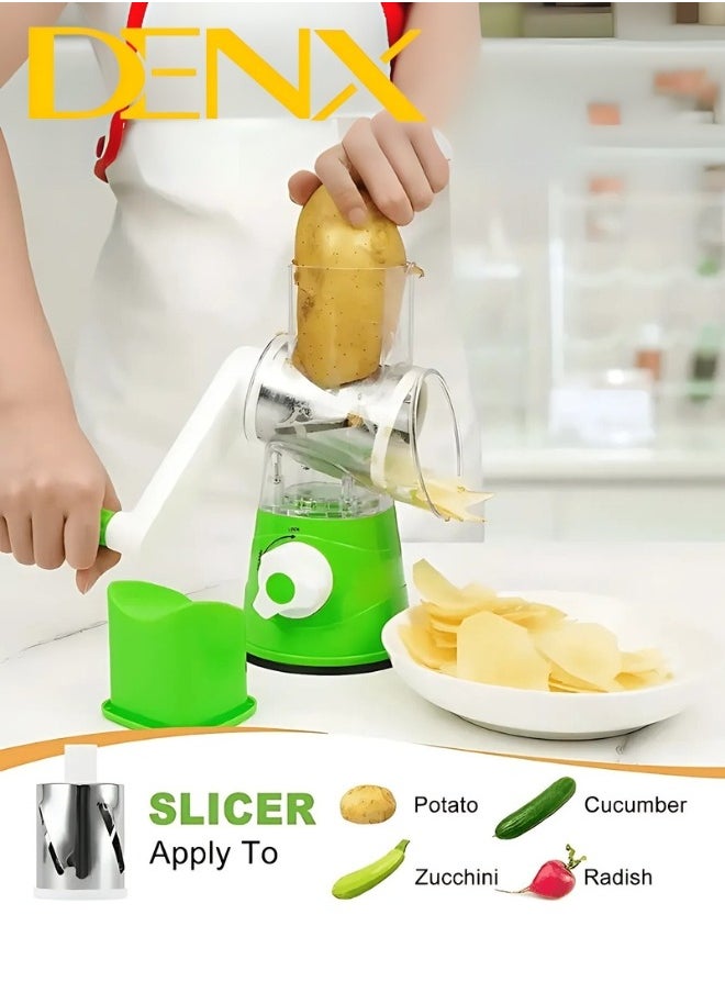 Denx - Multi-Function Rotary Grater Vegetable Cutter, Vegetable Grater and Food Chopper for Kitchen, Dishwasher Safe Suitable for Chopping Vegetables like Cucumber, Zucchini, Carrot, Potato. - Image 1