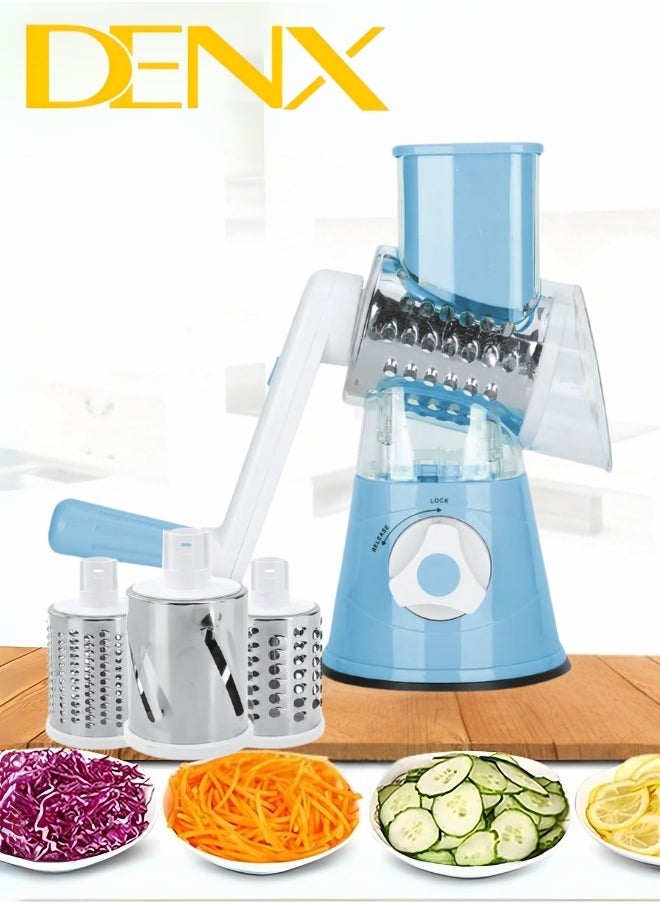 Denx - Multi-Function Rotary Grater Vegetable Cutter, Vegetable Grater and Food Chopper for Kitchen, Dishwasher Safe Suitable for Chopping Vegetables like Cucumber, Zucchini, Carrot, Potato. - Image 1