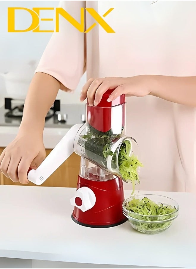 Denx - Multi-Function Rotary Grater Vegetable Cutter, Vegetable Grater and Food Chopper for Kitchen, Dishwasher Safe Suitable for Chopping Vegetables like Cucumber, Zucchini, Carrot, Potato. - Image 1