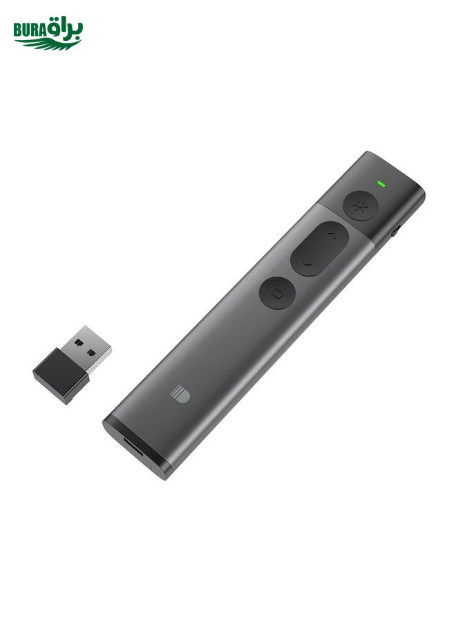 BURAQ - Doosl DSIT032 2.4GHz Wireless Presenter PowerPoint Clicker Representation Remote Control Green Laser Pointer, Control Distance: 100m - Image 1