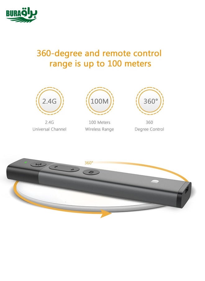 BURAQ - Doosl DSIT032 2.4GHz Wireless Presenter PowerPoint Clicker Representation Remote Control Green Laser Pointer, Control Distance: 100m - Image 1