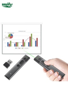 Doosl DSIT032 2.4GHz Wireless Presenter PowerPoint Clicker Representation Remote Control Green Laser Pointer, Control Distance: 100m