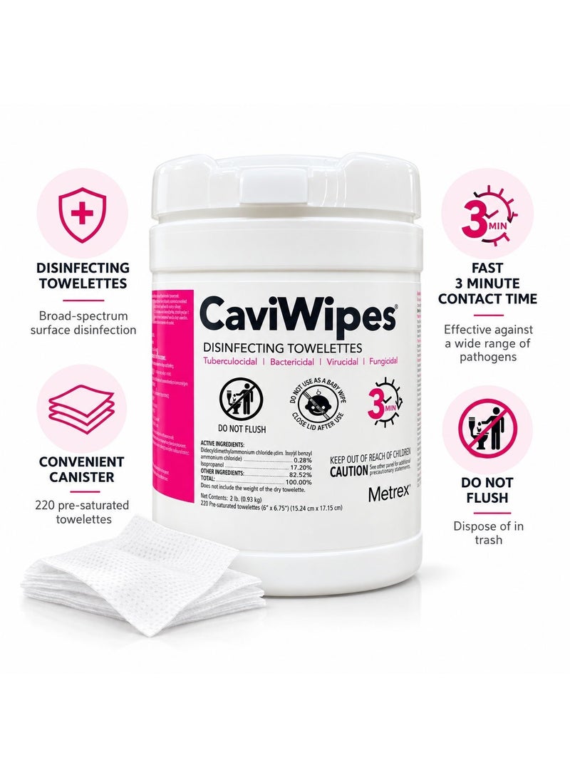 Metrex CaviWipes1 Disinfectant Wipes For Clinics  (6" x 6.75") - 160 Wipes  per Canister - Image 2
