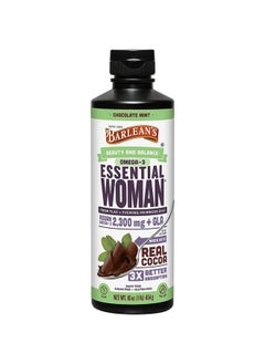 Essential Woman Chocolate Mint Liquid Supplement From Flaxseed Evening Primrose Oil & Soy Isoflavones Omega 3 6 9 And Gla Hormonal Balance & Healthy Hair And Skin 16 Oz