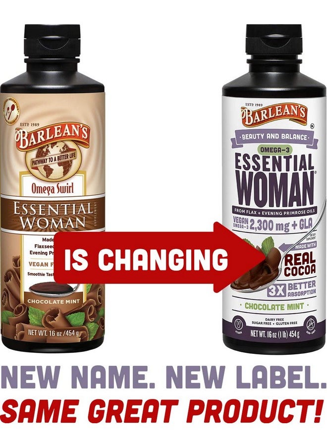 BARLEAN'S - Essential Woman Chocolate Mint Liquid Supplement From Flaxseed Evening Primrose Oil & Soy Isoflavones Omega 3 6 9 And Gla Hormonal Balance & Healthy Hair And Skin 16 Oz - Image 1