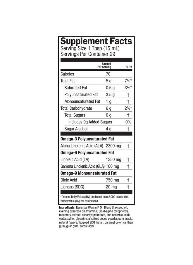 BARLEAN'S - Essential Woman Chocolate Mint Liquid Supplement From Flaxseed Evening Primrose Oil & Soy Isoflavones Omega 3 6 9 And Gla Hormonal Balance & Healthy Hair And Skin 16 Oz - Image 1