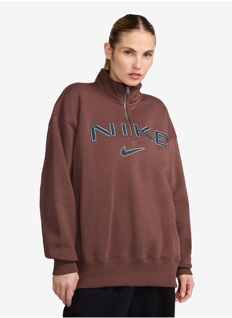 Nike W Nsw Phnx Flc Oos Logo Qz Top  - Image 1