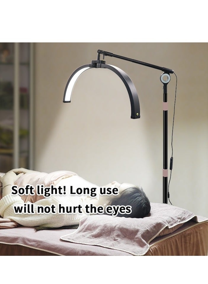 XiuWoo 2-in-1 manicure lamp, 3 Colour Light, adjustable height, removable lamp head, Rotating Half Moon Floor Lamp for Nail Tech, Beauty, Tattoo Artists, Esthetician, black - Image 4