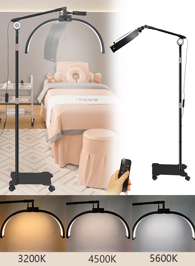 XiuWoo 2-in-1 manicure lamp, 3 Colour Light, adjustable height, removable lamp head, Rotating Half Moon Floor Lamp for Nail Tech, Beauty, Tattoo Artists, Esthetician, black - Image 1