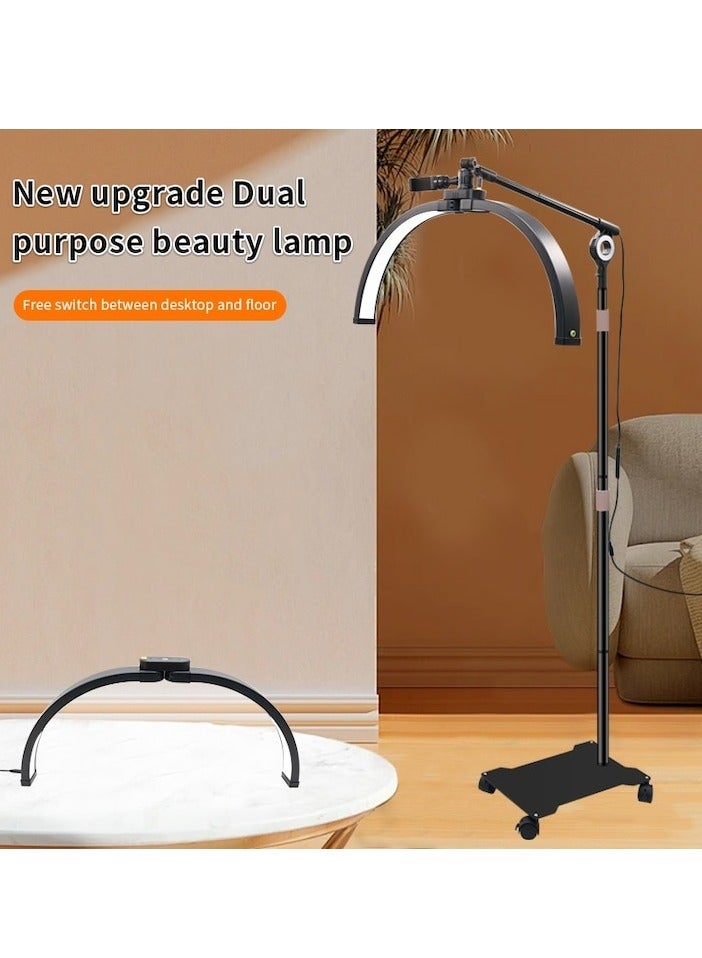 XiuWoo 2-in-1 manicure lamp, 3 Colour Light, adjustable height, removable lamp head, Rotating Half Moon Floor Lamp for Nail Tech, Beauty, Tattoo Artists, Esthetician, black - Image 2