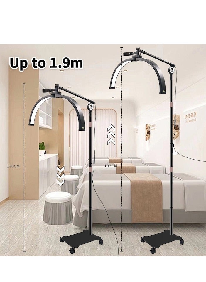 XiuWoo 2-in-1 manicure lamp, 3 Colour Light, adjustable height, removable lamp head, Rotating Half Moon Floor Lamp for Nail Tech, Beauty, Tattoo Artists, Esthetician, black - Image 3