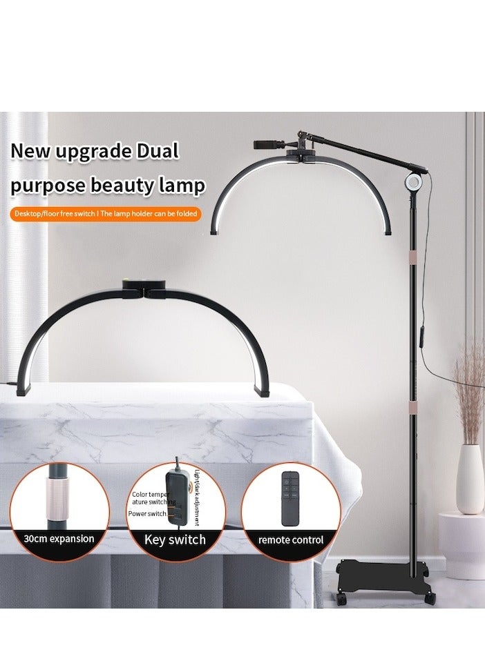 XiuWoo 2-in-1 manicure lamp, 3 Colour Light, adjustable height, removable lamp head, Rotating Half Moon Floor Lamp for Nail Tech, Beauty, Tattoo Artists, Esthetician, black - Image 5