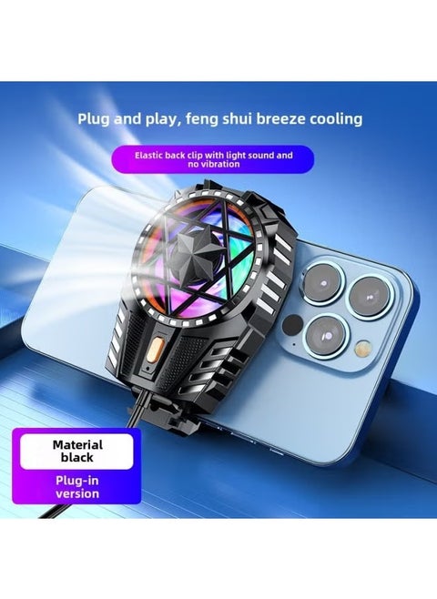 2024 X112 Mobile Phone Radiator Air-cooled Three-speed Adjustable Fan Portable Peripherals Fast Cooling-Color:[X112 Material Black] Plug-in