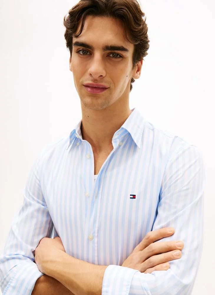 TOMMY HILFIGER  TH Flex Regular Fit Stripe Poplin Shirt for Men | Best Price UAE